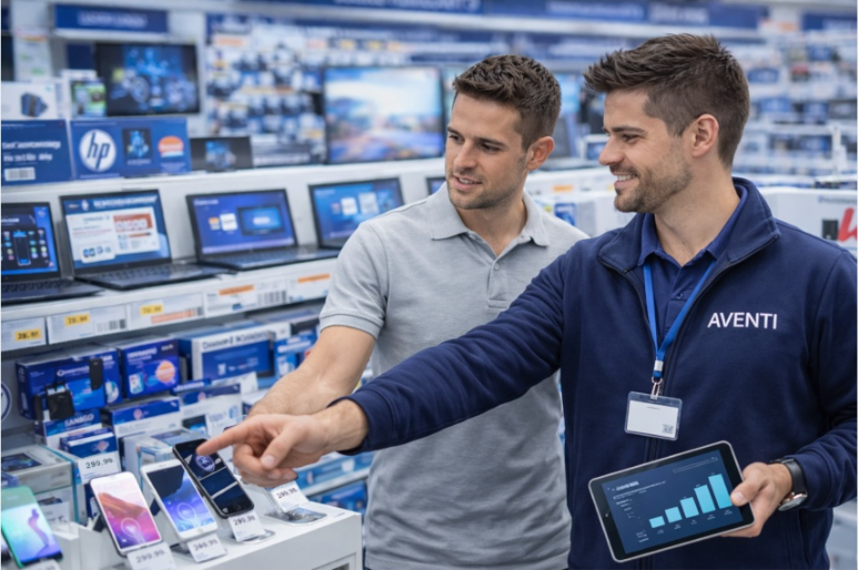 Équipe commerciale en point de vente