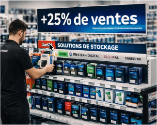 Rayon magasin réorganisé avec signalétique de performance des ventes